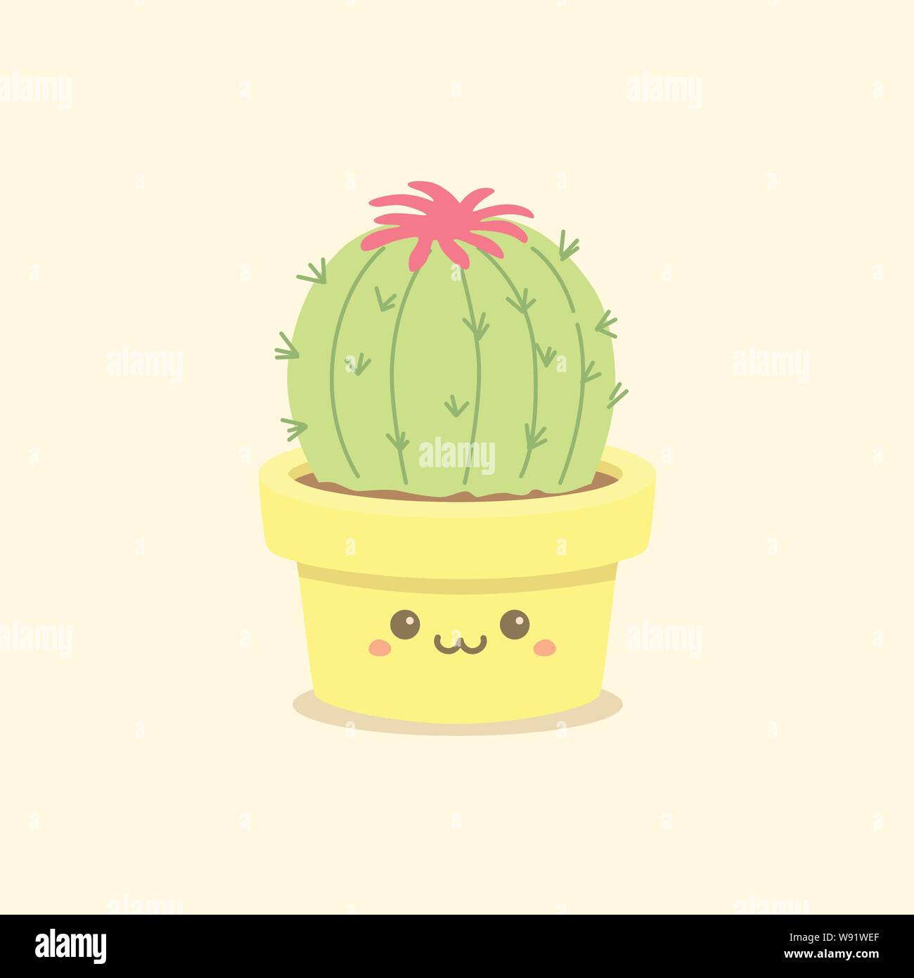Se Kakteen Sukkulenten in Topf mit lustigen Lcheln Gesicht Cartoon  Vector Illustration Stock-Vektorgrafik - Alamy