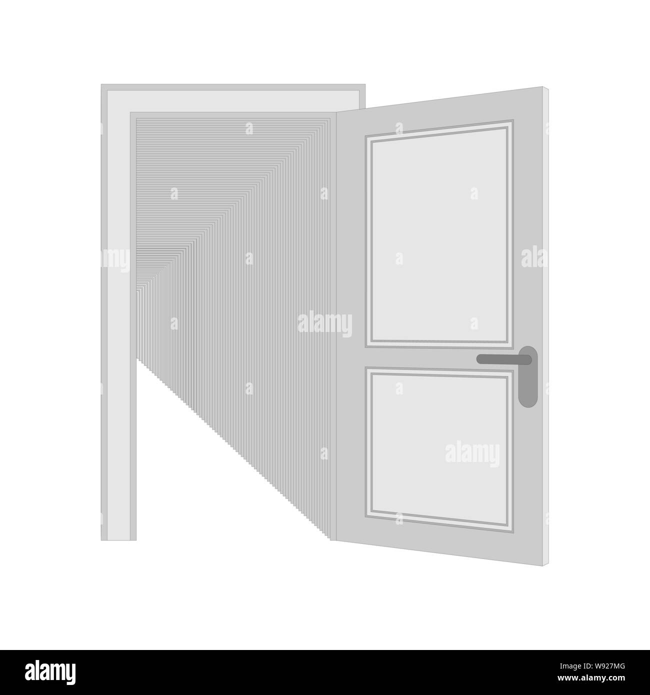 Rekursion offene Tür getrennt. Wiederholen Türen Vector Illustration Stock Vektor