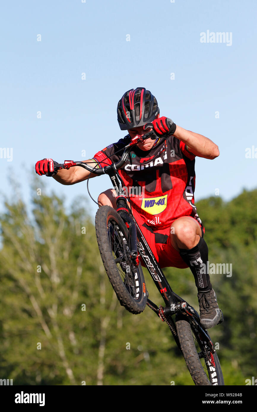 Eloi Palau, 2016 Bike Trial Weltmeister in Sea Otter Europa 2019 in Girona, Spanien Stockfoto