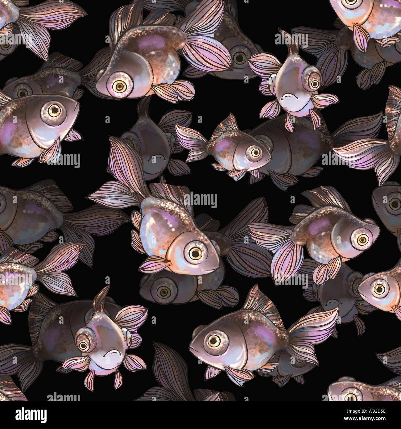Nahtlose dekorative Muster mit Goldfisch Stockfoto