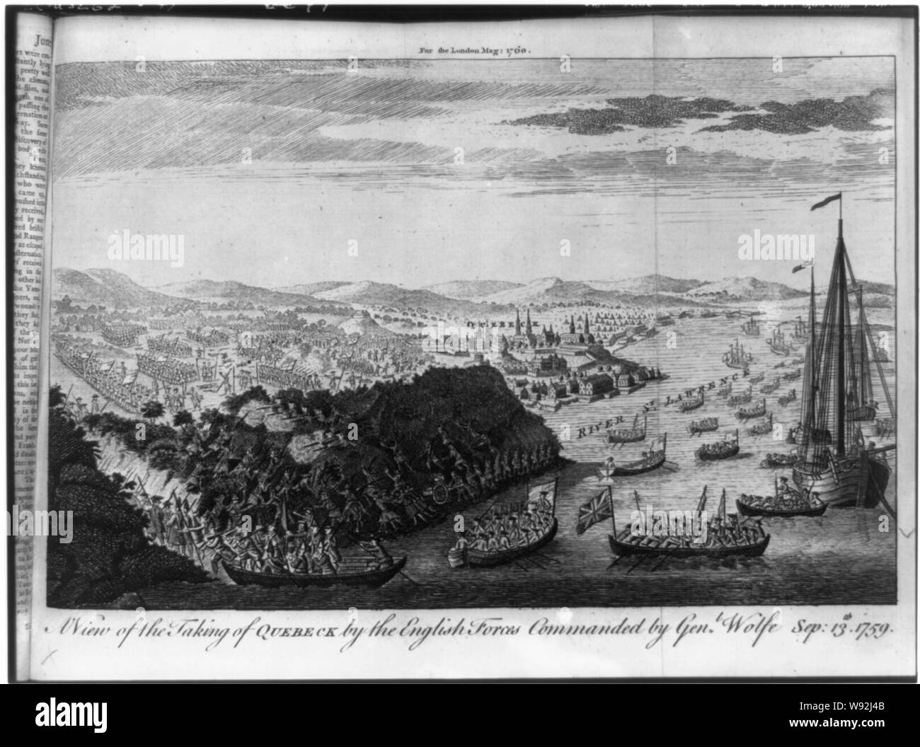 Ein Blick auf die quebeck durch die englischen Truppen von General Wolfe, Sep geboten: 13 Th, 1759 Stockfoto