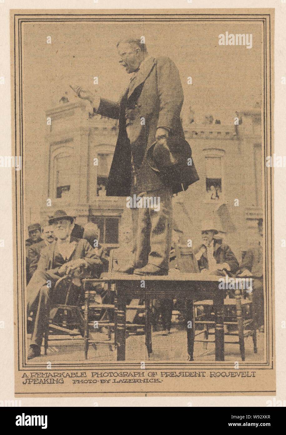 Eine bemerkenswerte Foto von Präsident Roosevelt sprechen Stockfoto