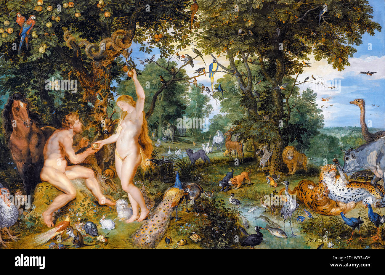 Peter Paul Rubens, Jan Brueghel der Ältere, der Garten Eden mit dem Fall des Menschen, Adam und Eva, Malerei, 1615 Stockfoto