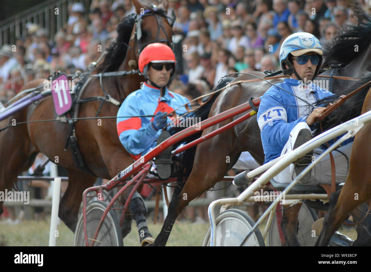 August. 11. 2019 Hippodrom ein Sault (im Süden von Frankreich, das einzige Pferderennen im Jahr). Stockfoto