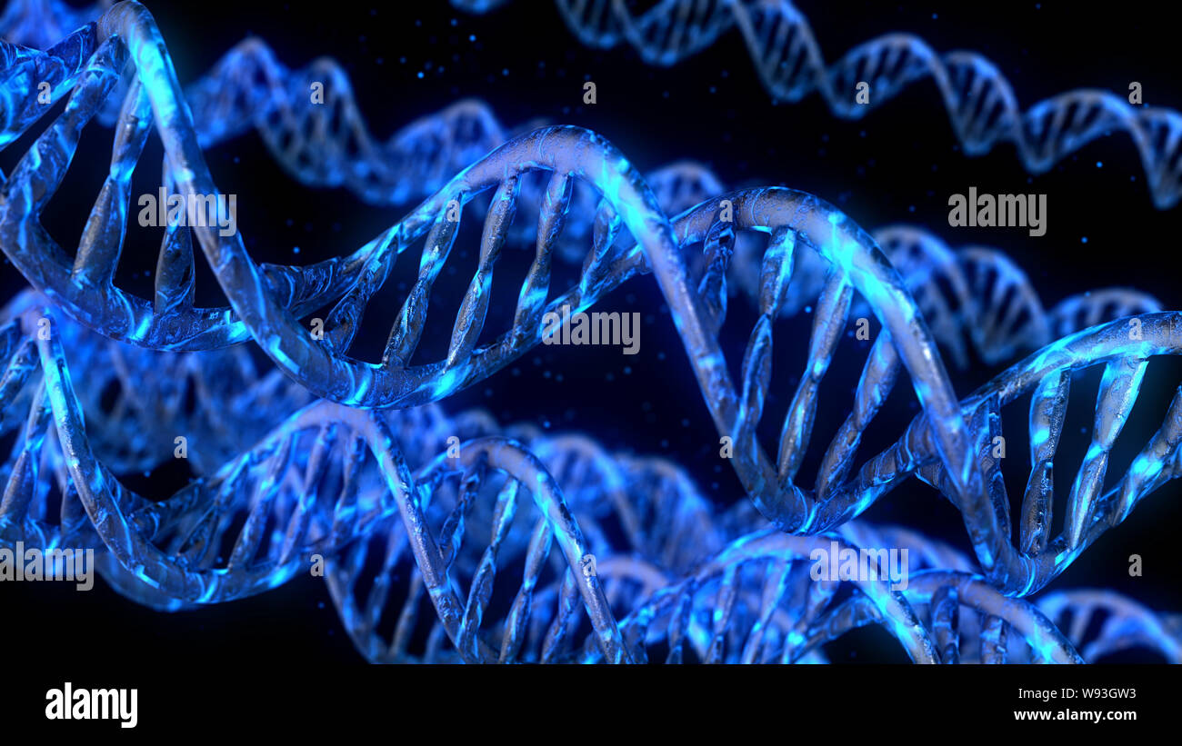 DNA. Abstrakten 3d polygoal Drahtmodell DNA-Molekül helix Spirale. Die medizinische Wissenschaft Hintergrund. Stockfoto