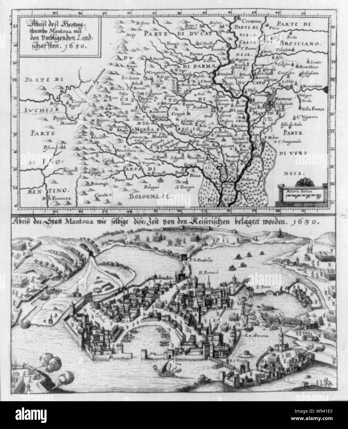 Abriss dess Hertzogthumbs Mantoua mit dem Umbligenden Landschafften, 1630 Stockfoto