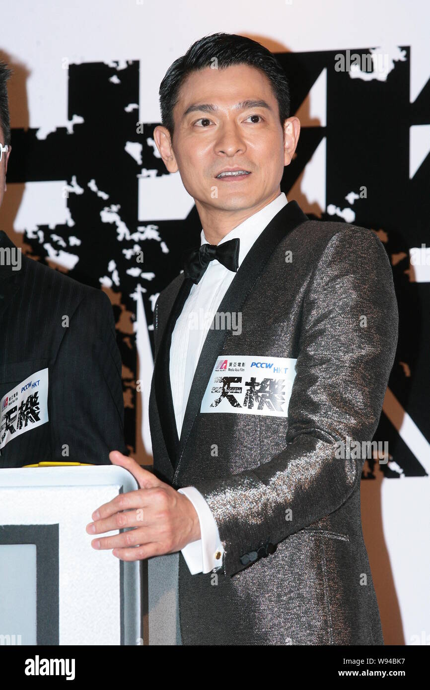 Hong Kong Schauspieler Andy Lau stellt während der Premiere von 3D-Action Film, Switch, in Hongkong, China, 10. Juni 2013. Stockfoto