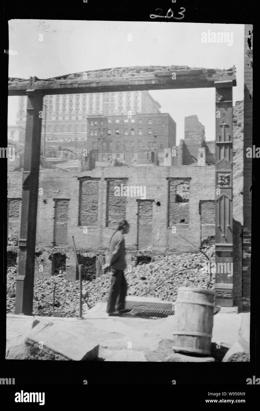Nach dem Brand, 1906 (die Fairmount Hotel in der Ferne), Chinatown, San Francisco Stockfoto