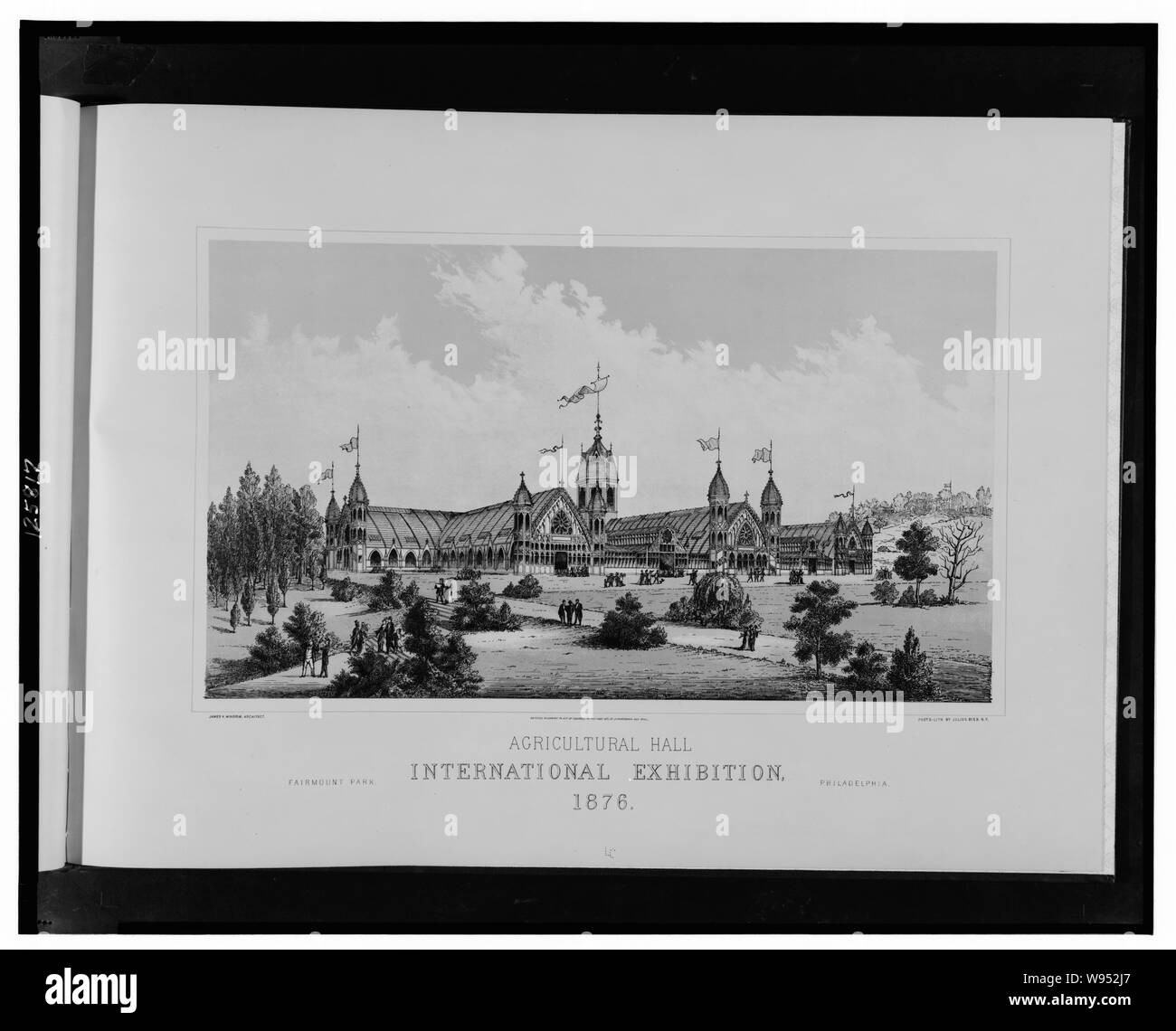 Landwirtschaftliche Halle, internationale Ausstellung, 1876 - Fairmont Park, Philadelphia/James H. Windrim, Architekt Foto-lith. von Julius Bien, N.Y. Stockfoto