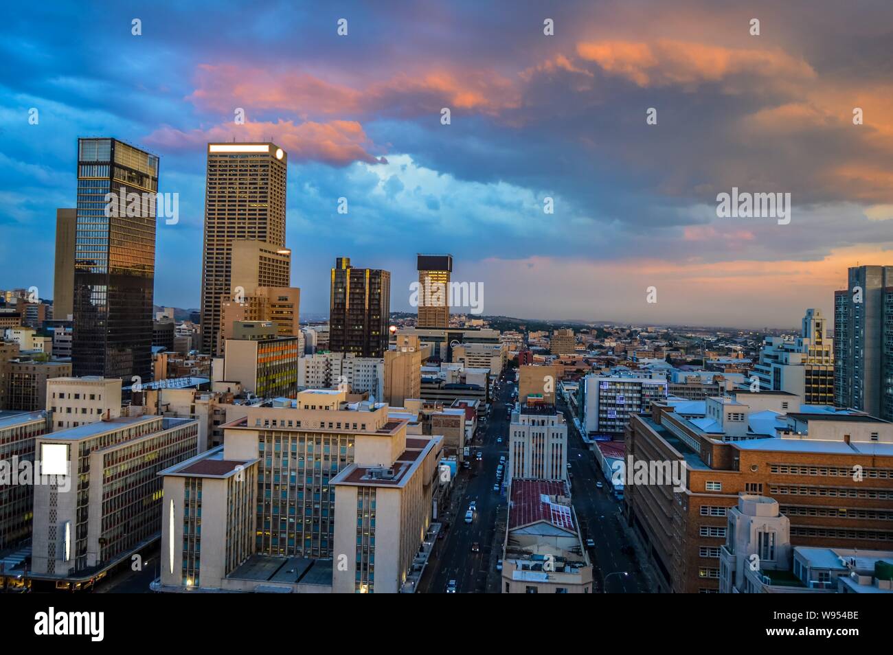 Schöne Johannesburg City Skyline und hisgh Türme und Gebäude Stockfoto