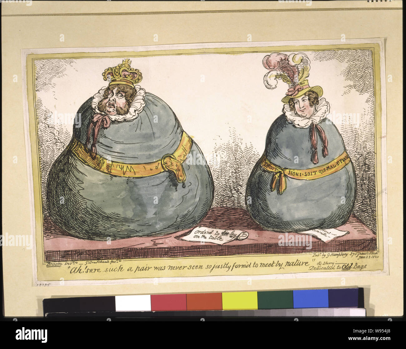 Ah! Sicher, ein solches Paar nie gesehen war so recht Form "von der Natur zu erfüllen --- Alte Sherry------- Abstract: Aus zwei riesige grüne Taschen, birnenförmig und breit angelegte, beziehungsweise sich die Köpfe der König und die Königin (Quelle: George) Stockfoto