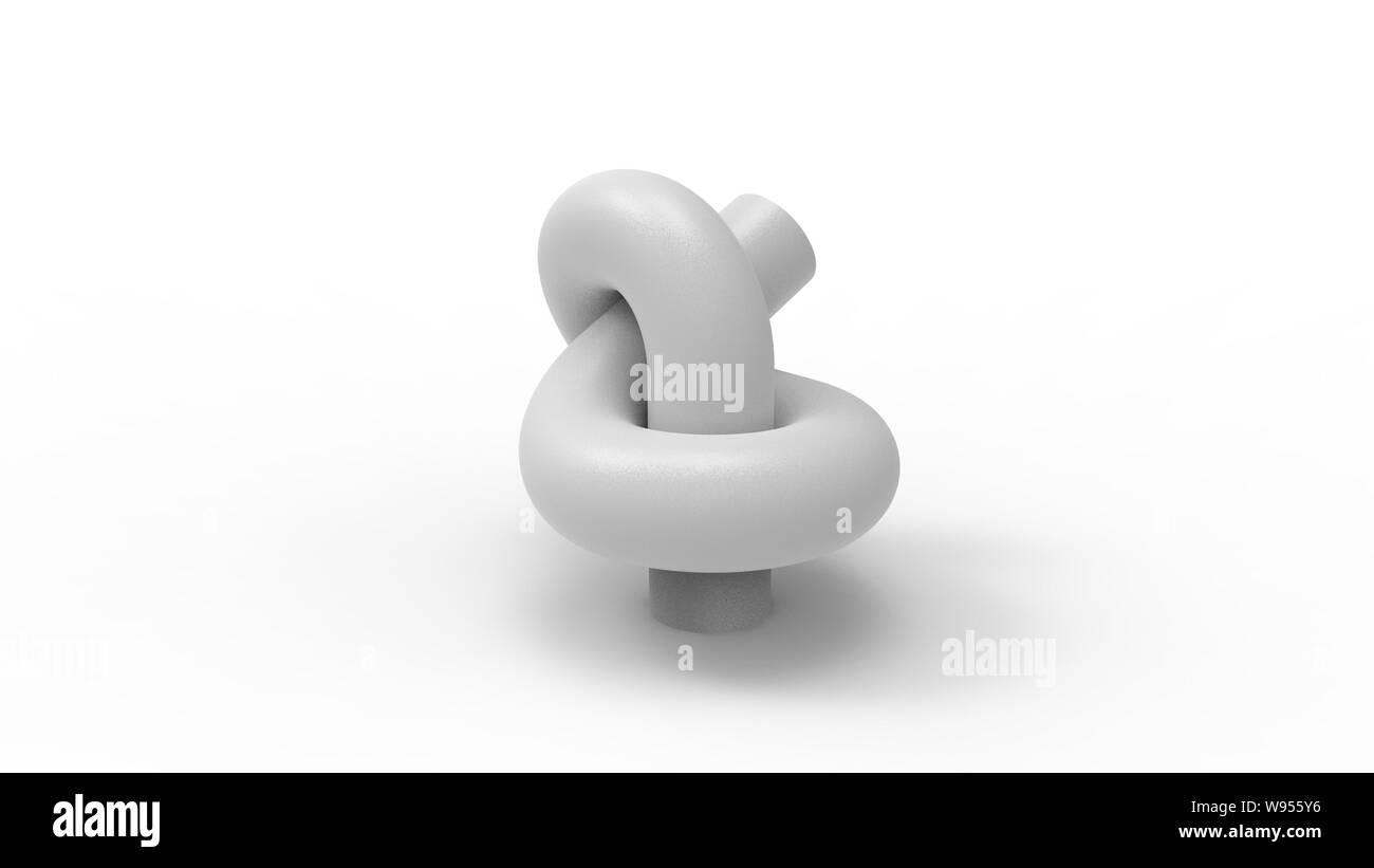 Knoten 3D-Rendering von einem gebundenen Knoten in weißem Hintergrund Stockfoto