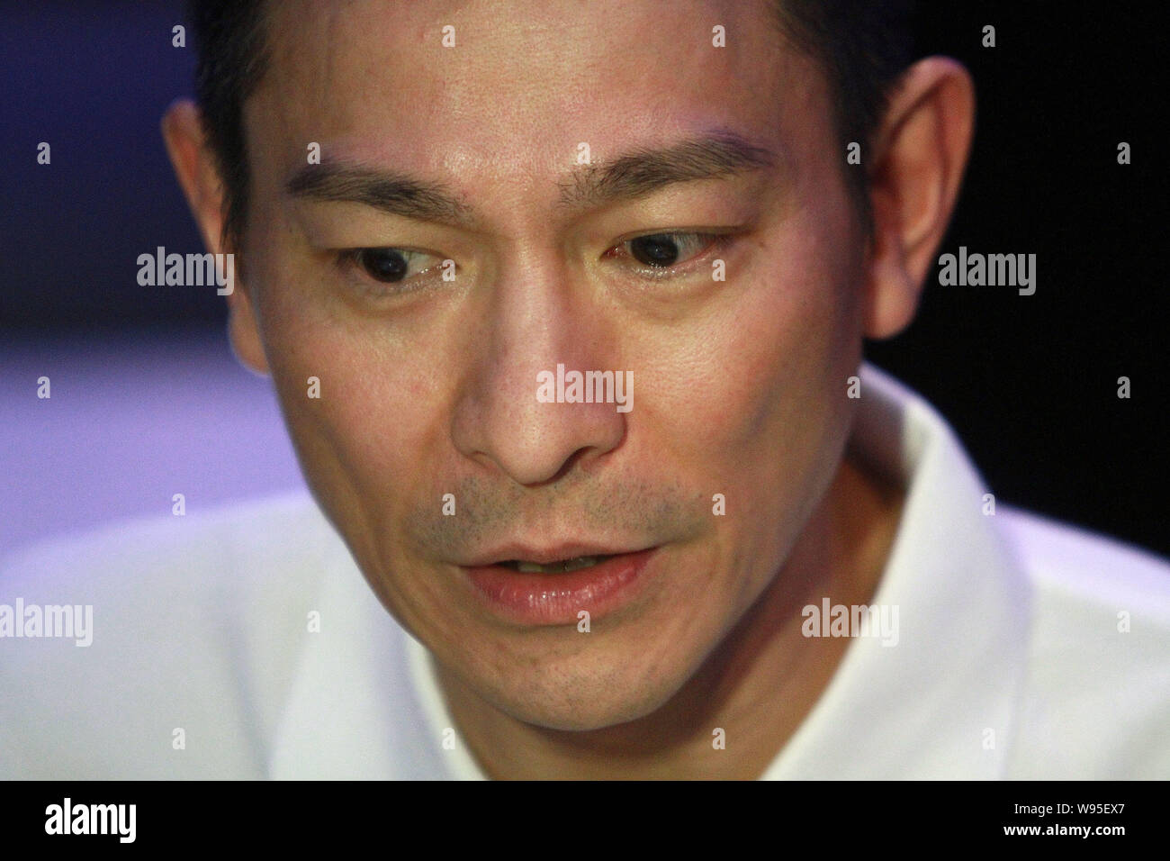 Hong Kong Sänger und Schauspieler Andy Lau wird dargestellt, während eine Charity-aktion in Hong Kong Ocean Park in Hongkong, China, 12. Juli 2012. Stockfoto