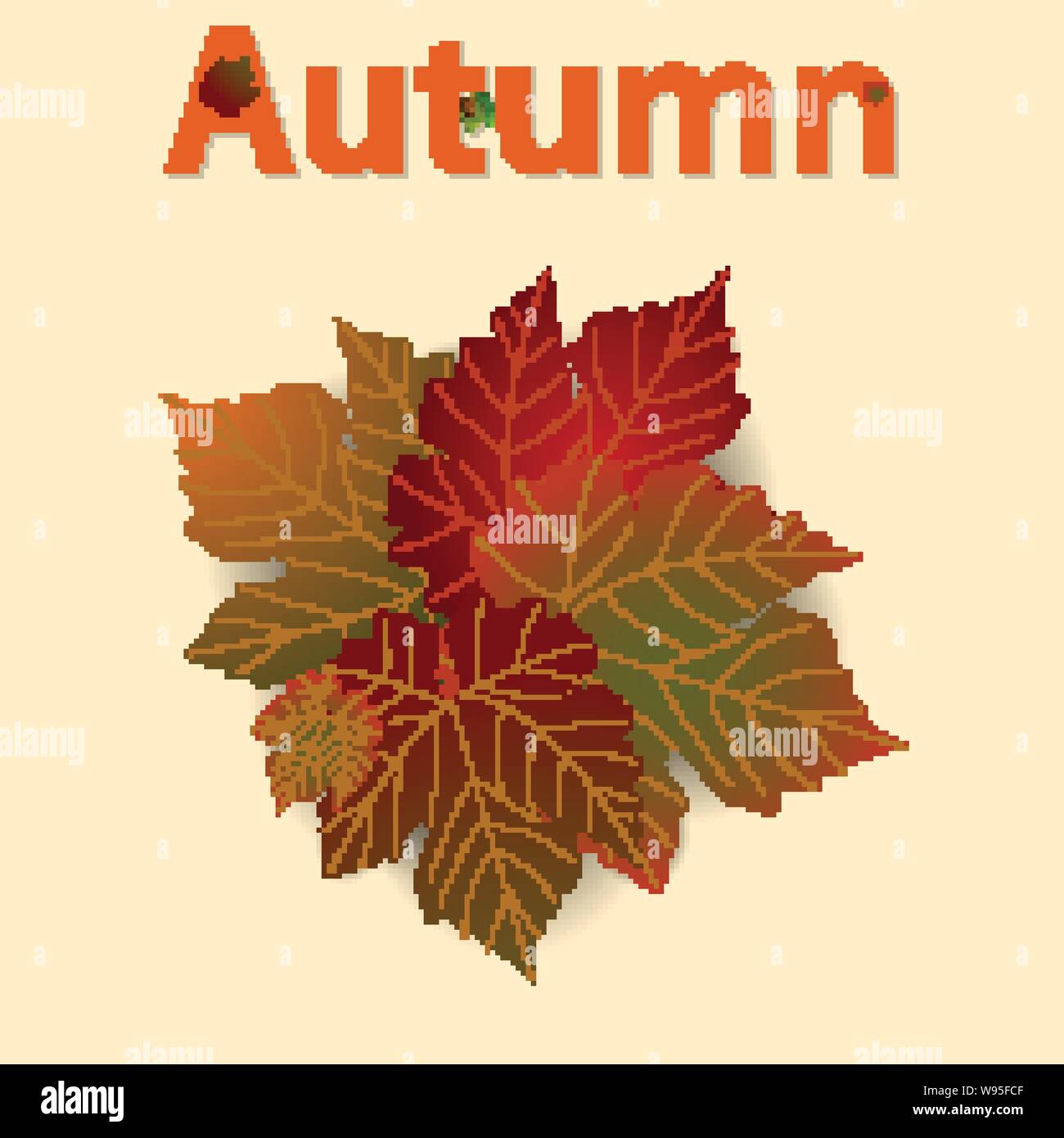 Herbst Herbst Hintergrund Mit treibt mit Schatten und Herbst Text dekoriert mit Blätter und Eicheln Stock Vektor