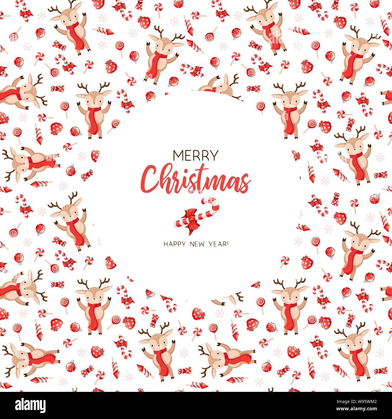 Postkarte mit Weihnachten Hintergrund. Handgezeichneten Vektor-illustration Vorlage Stock Vektor