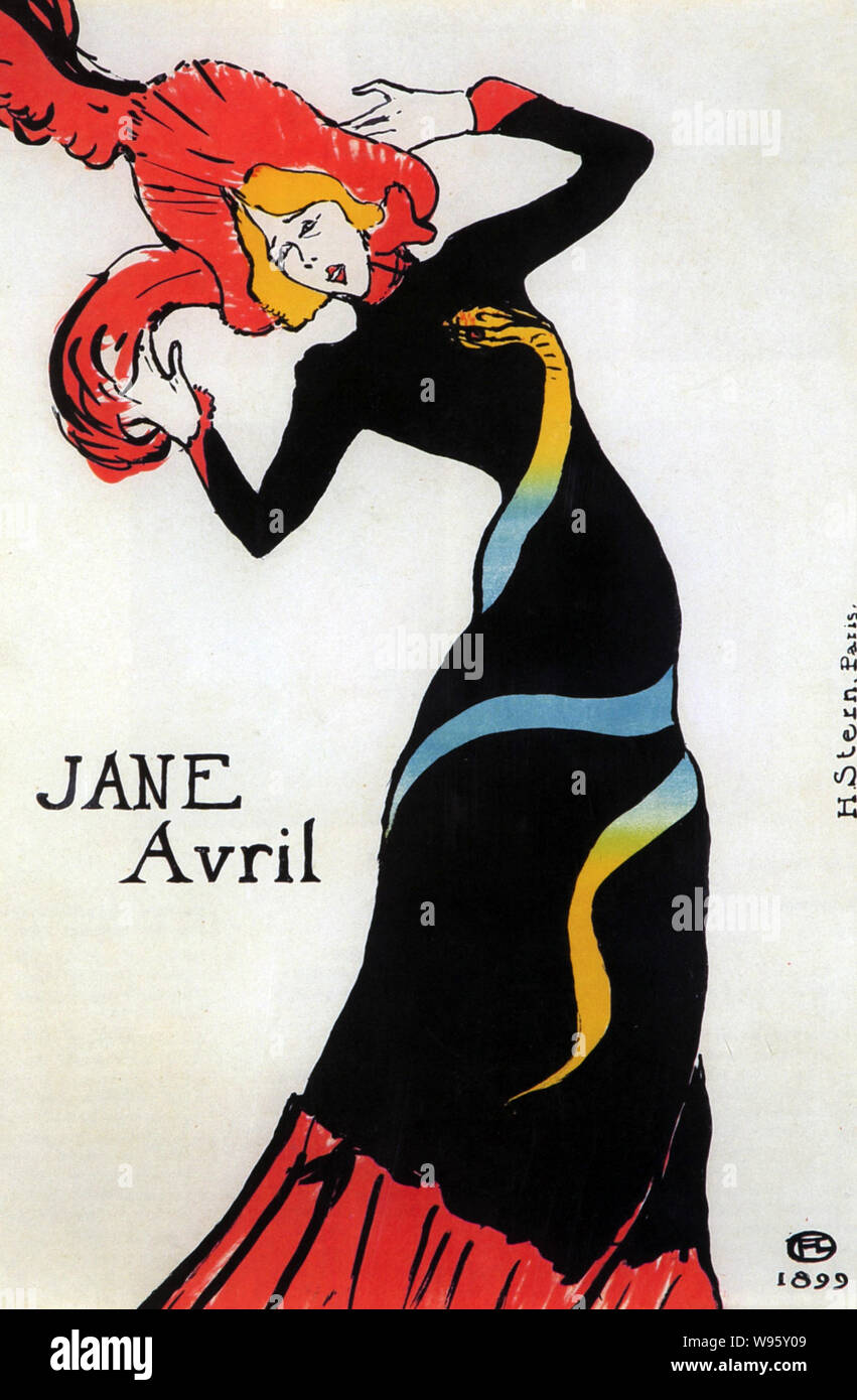 JANE AVRIL (1868-1943) Französische can-can tänzerin in einem Poster 1889 von Toulouse-Lautrec Stockfoto