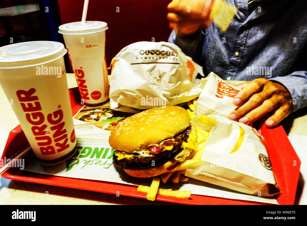 Burger King Menü auf Fach Stockfoto