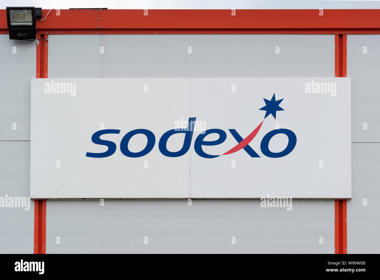 Signage für Sodexo Büros in Salford Quays, Manchester, UK. Stockfoto
