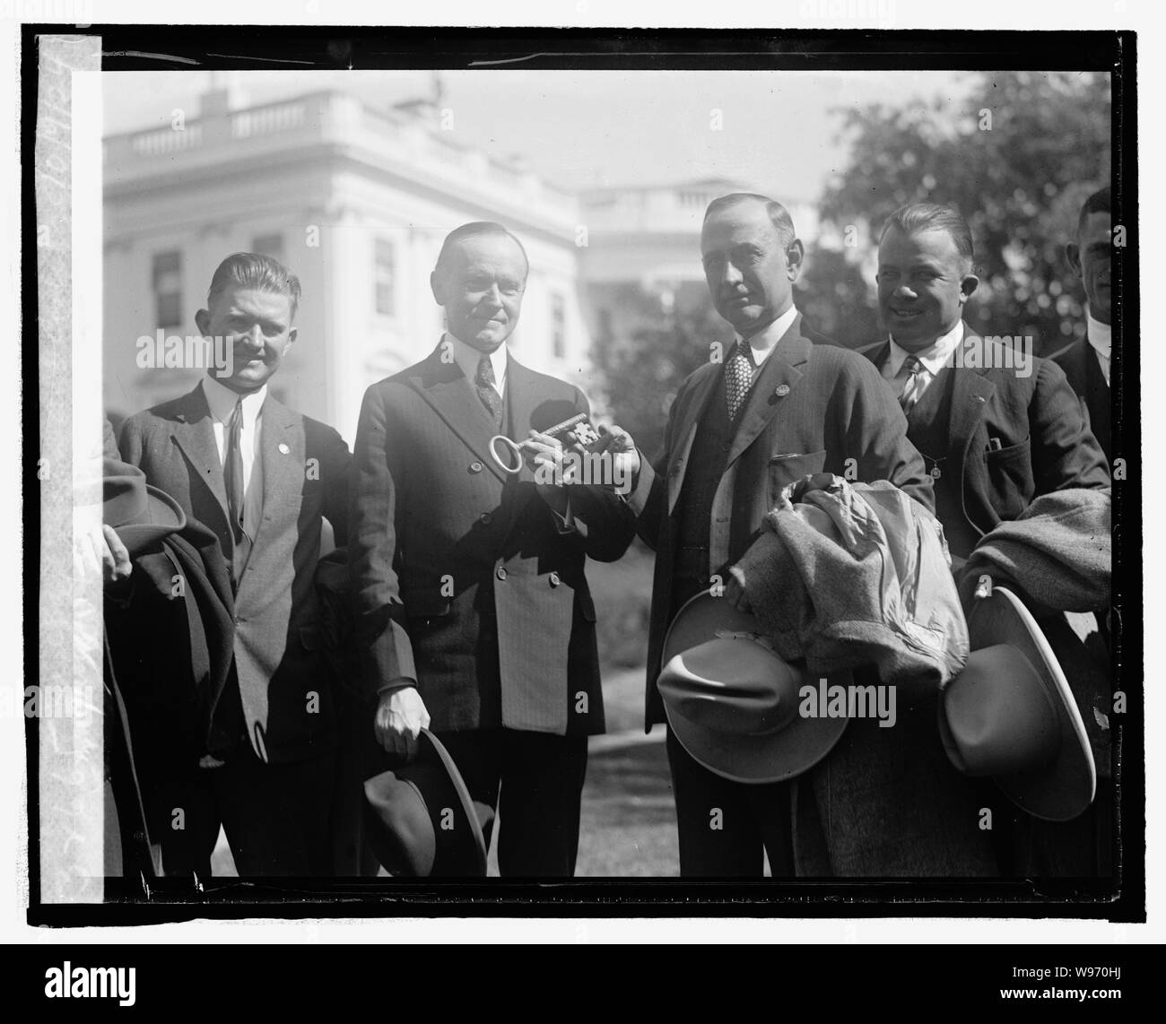 G. Amon Carter von Fort Worth, Texas base ball Team und Coolidge, 10/9/24. Stockfoto