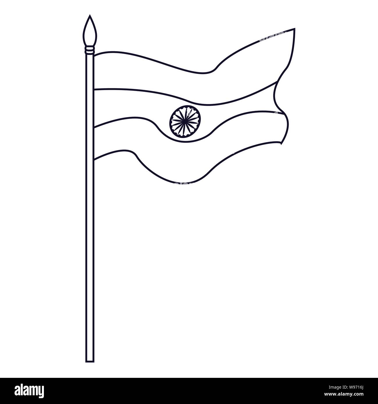 Flag pole Symbol indische happy Independence day Vector Illustration Stock Vektor