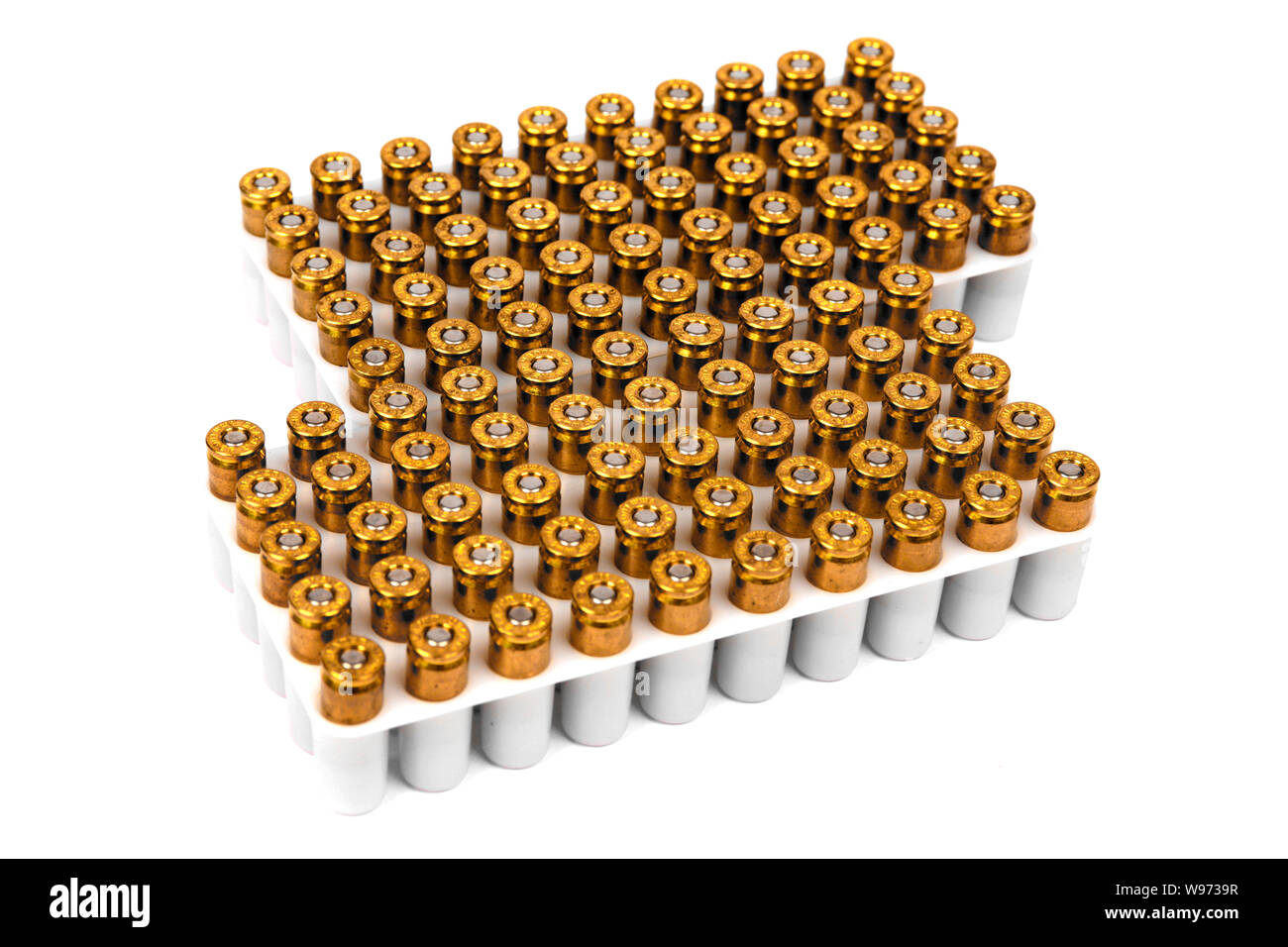 100 Umläufe von 9 mm Luger Messing mit Kupfer Tipps ammuntiion Stockfoto