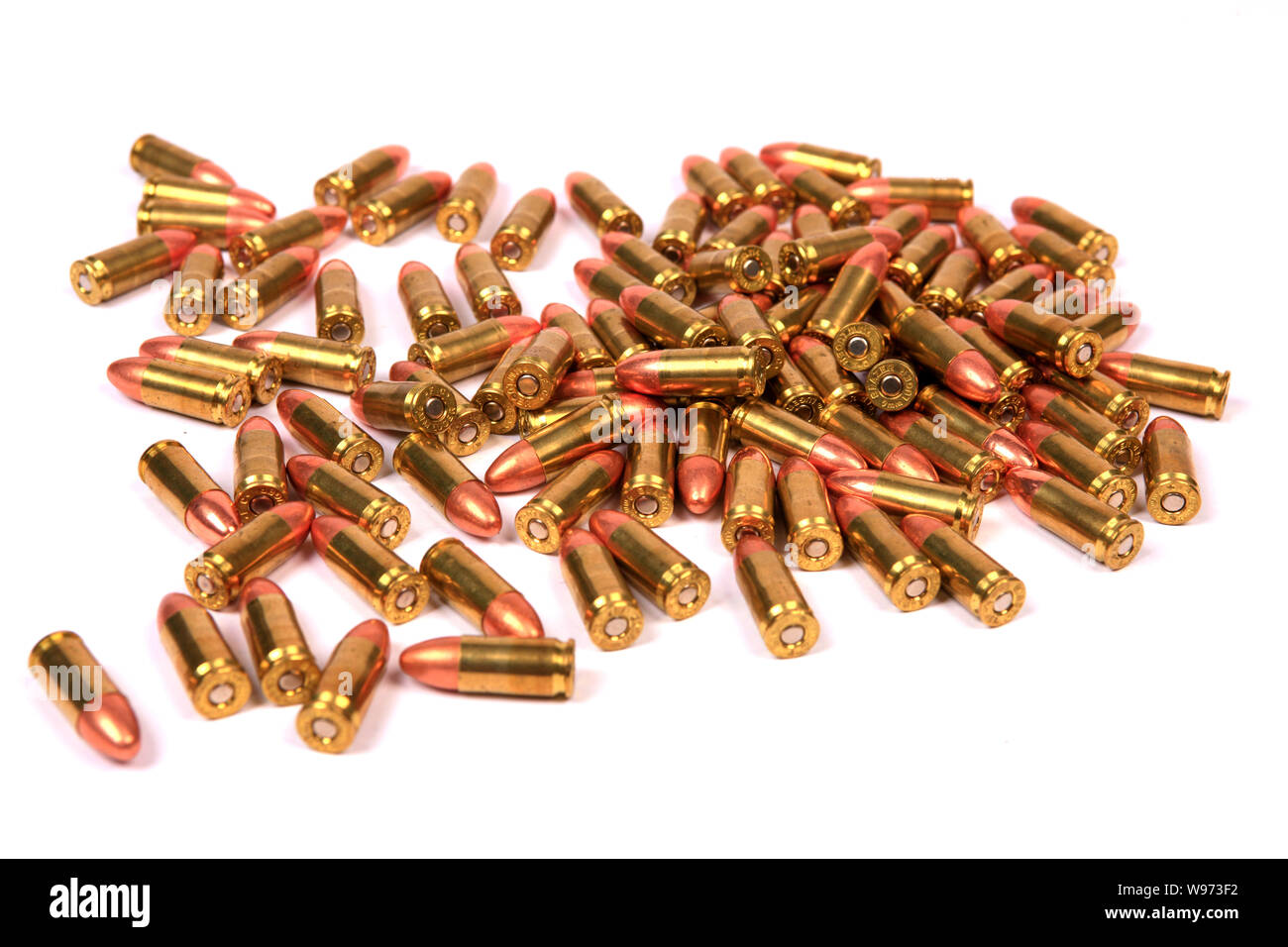 100 Umläufe von 9 mm Luger Messing mit Kupfer Tipps ammuntion Stockfoto