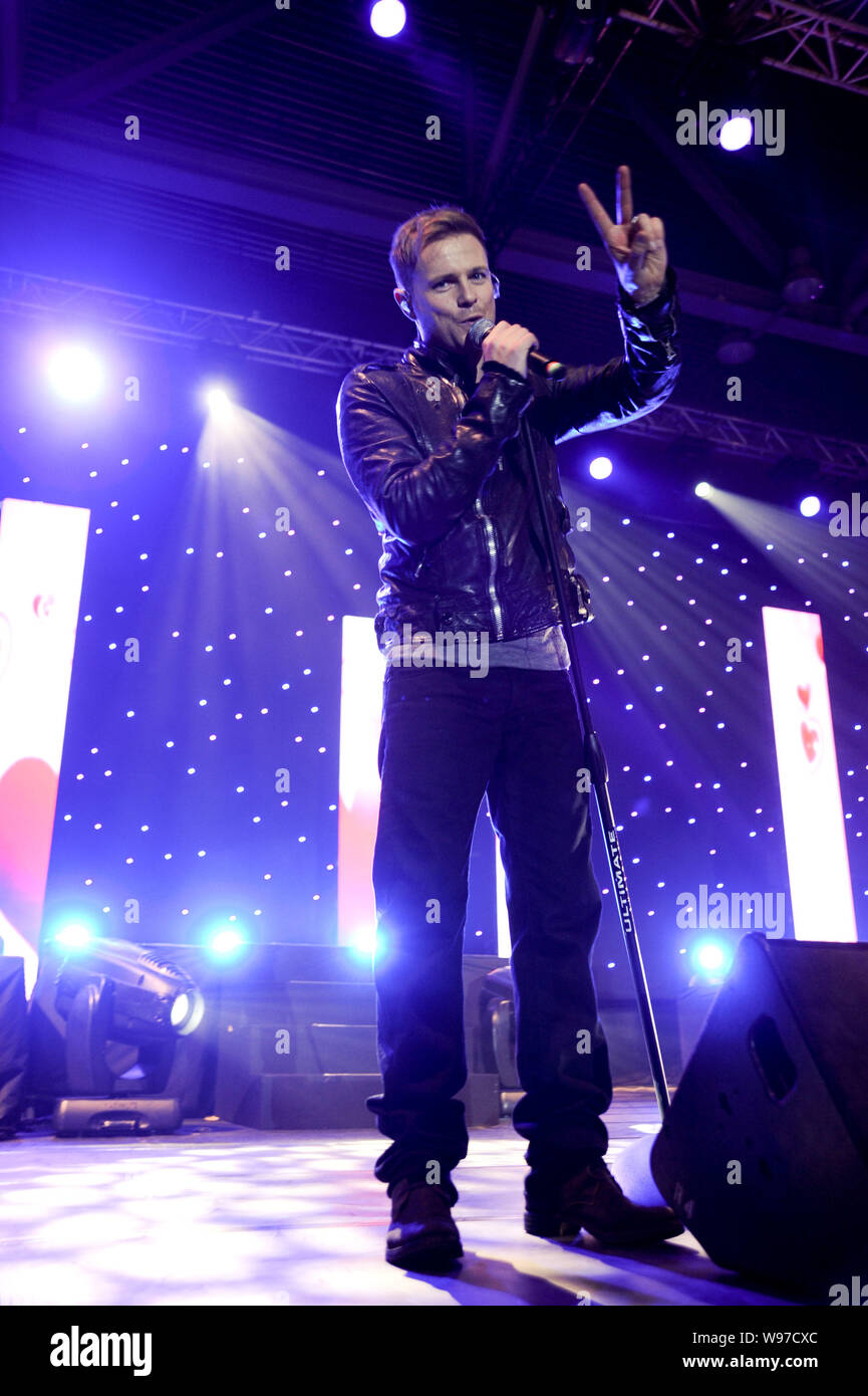 Nicky der Irischen Boyband Westlife führt während der Farewell Tour Konzert in Hongkong, China, 3. März 2012. Stockfoto