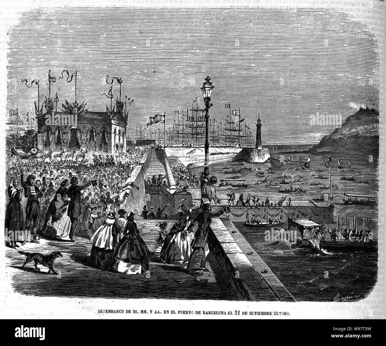 Desembarco de SS.MM.y AA. en el puerto de Barcelona El 21 de septiembre último, Stockfoto