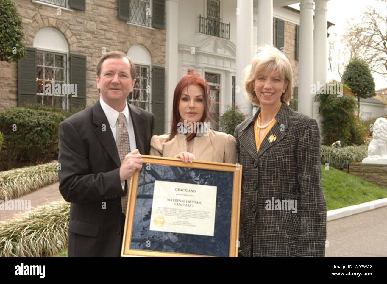 Bezeichnung der Graceland Mansion als National Historic Landmark 2006. Stockfoto