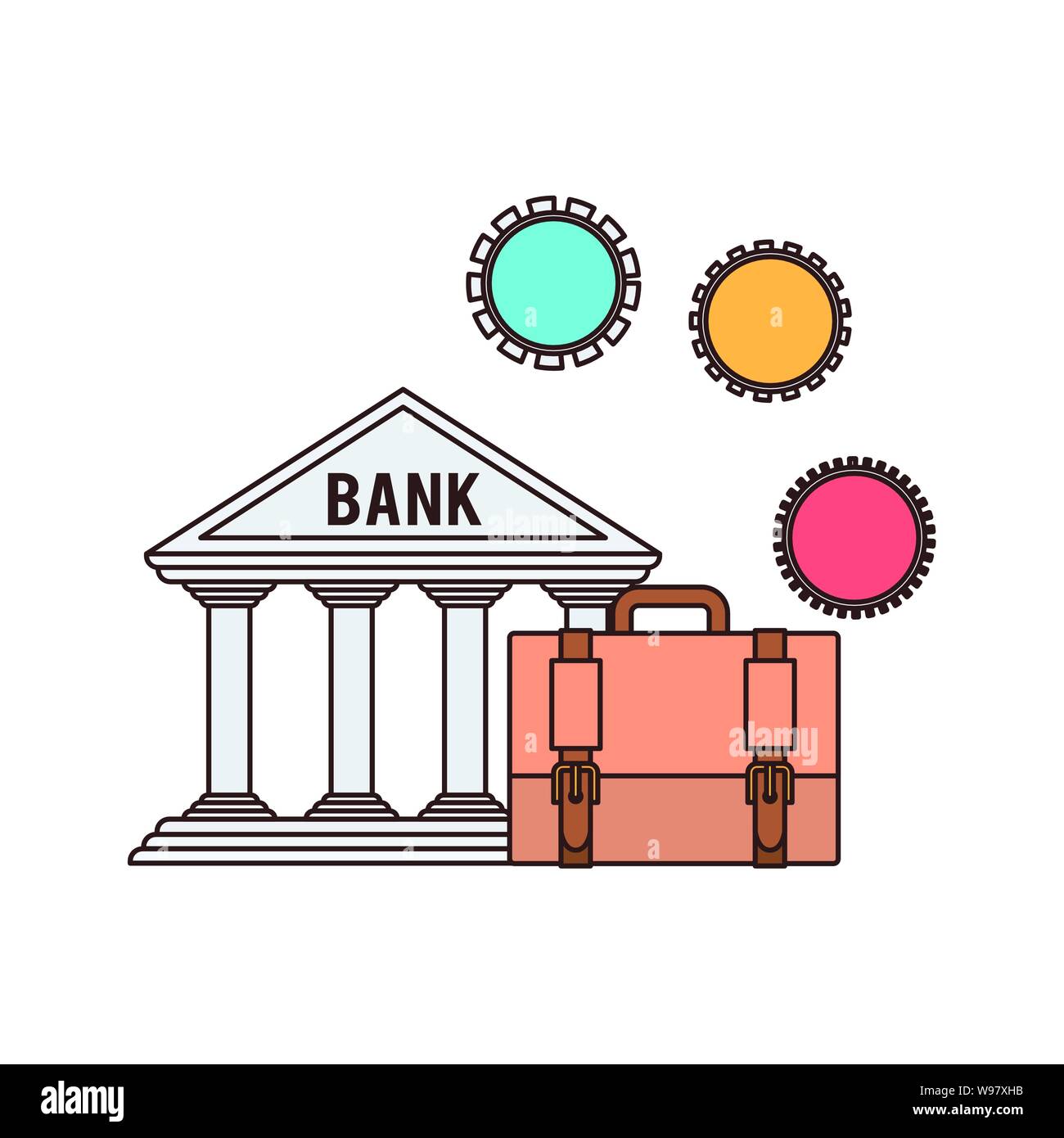 Bank Finanzierung Gebäude in weißem Hintergrund Stock Vektor