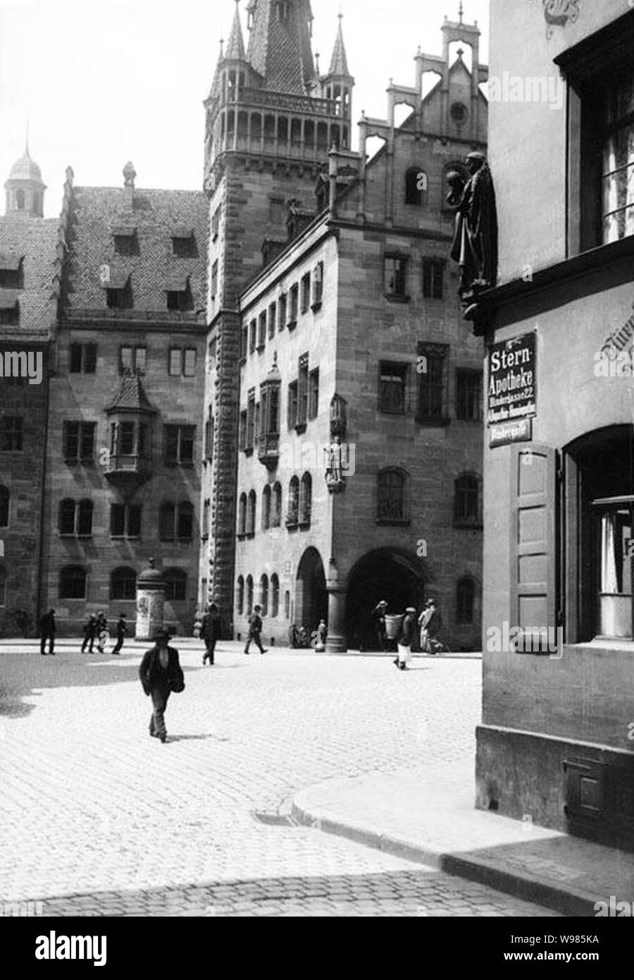 Detall d'una Plaça de Nürnberg wiederhergestellt. Stockfoto