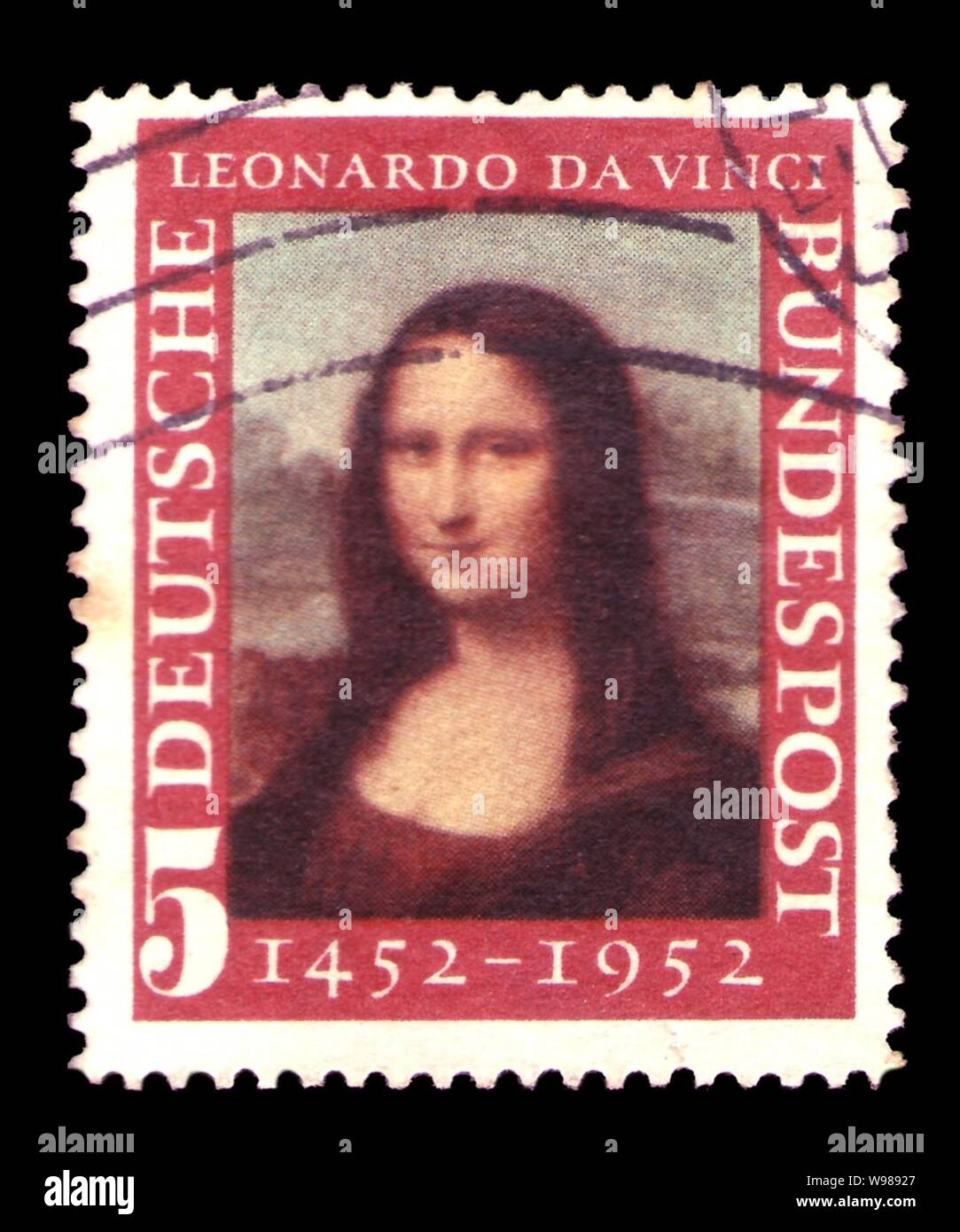 Die Deutsche Bundespost - Leonardo Da Vinci - 5 Pfennig. Stockfoto