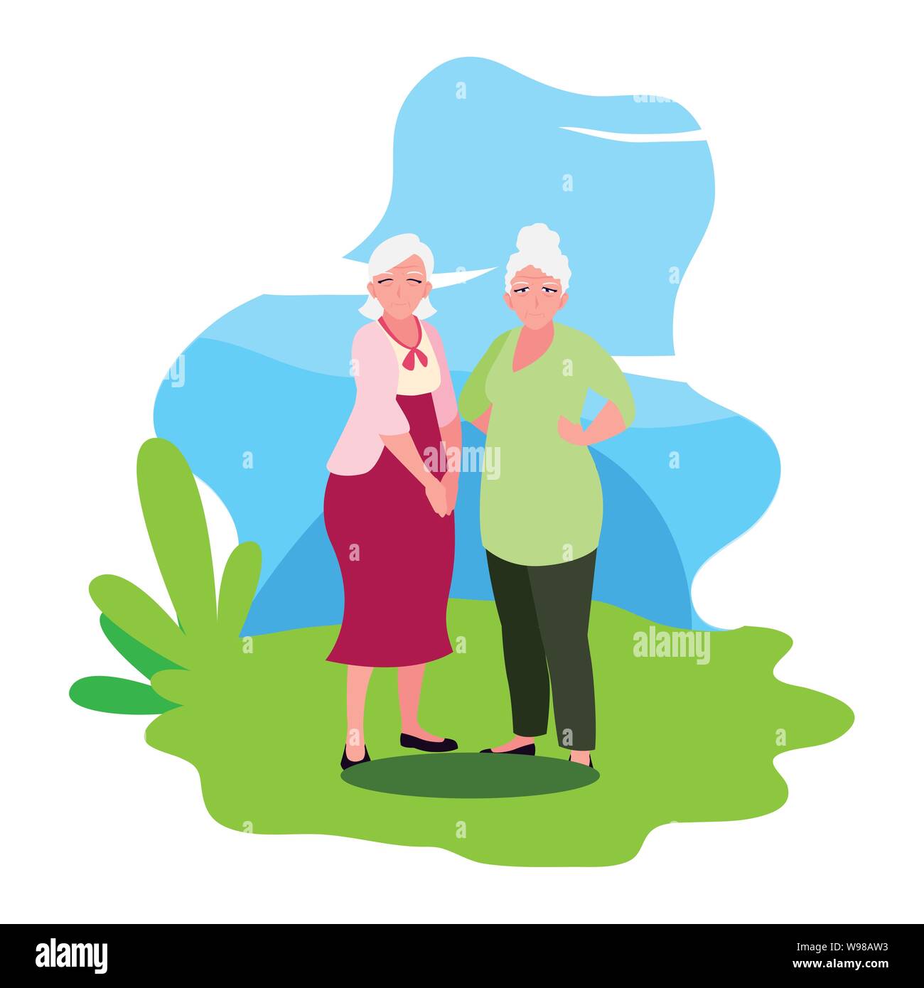 Glückliche Großeltern-Tag - zwei großmütter im freien Vektor illustration Stock Vektor