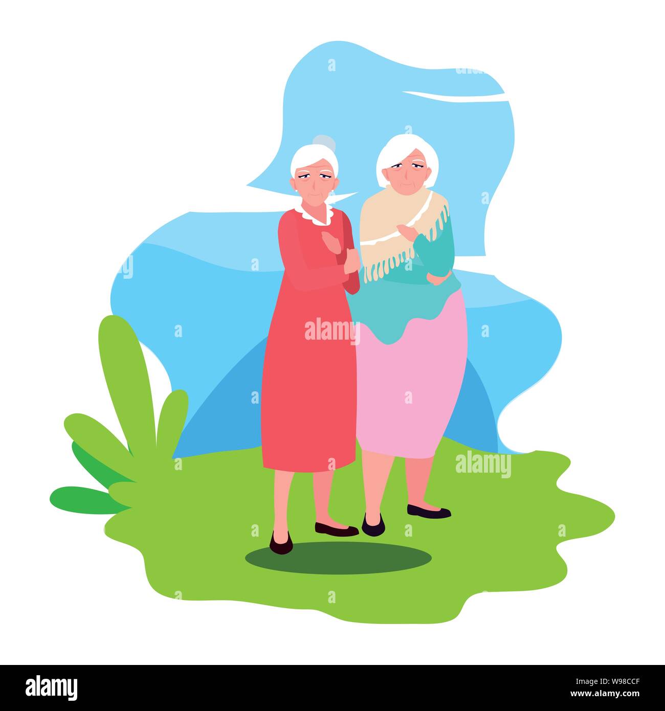 Glückliche Großeltern-Tag - zwei großmütter im freien Vektor illustration Stock Vektor