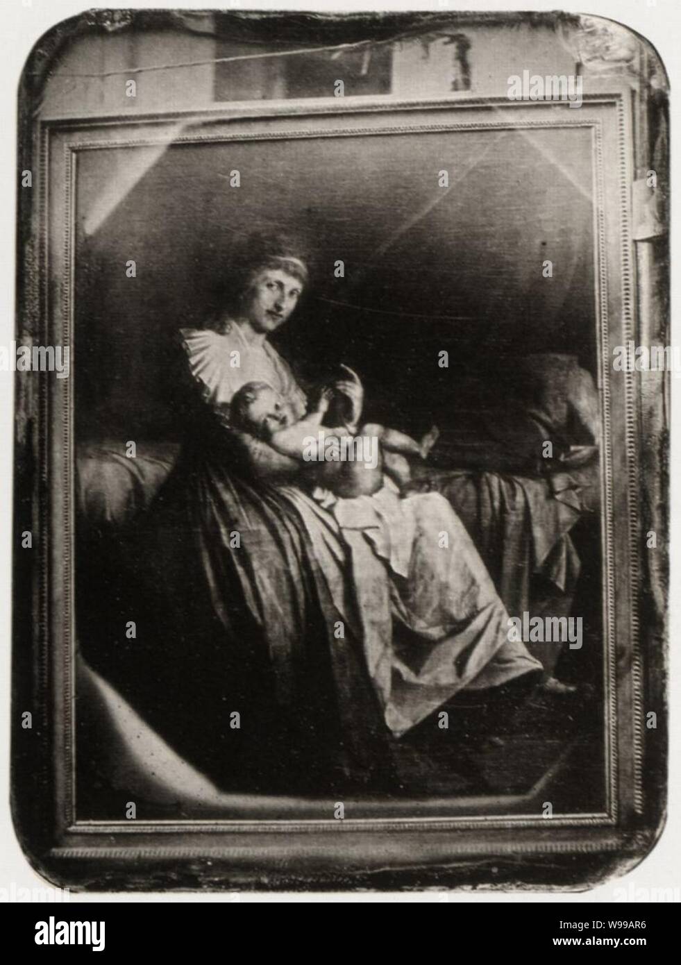 Deutscher Fotografie um 1845 - Friederike Rapp, geboren Walz, mit ihrem Art, Stuttgart Stockfoto
