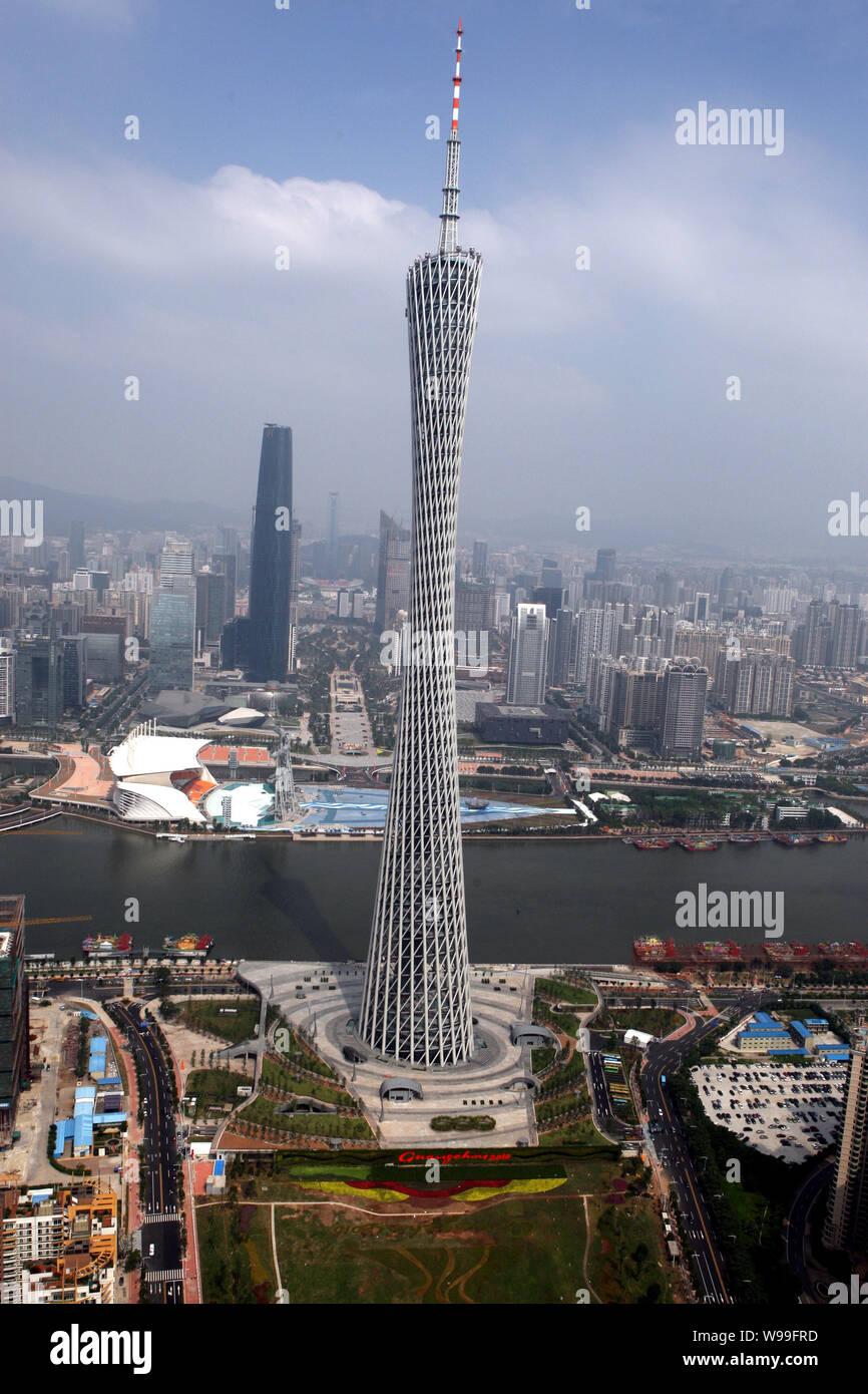 Blick auf die Canton Tower in Guangzhou City, South China Guangdong Provinz, 17. Oktober 2010. Stockfoto