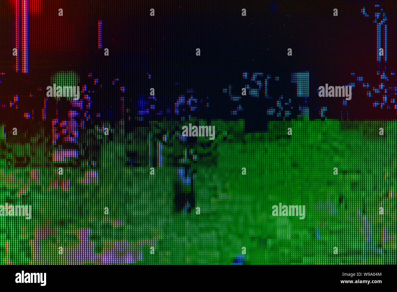 Fotografie von beschädigten TV-Signal, Digital Pixel glitch Stockfoto