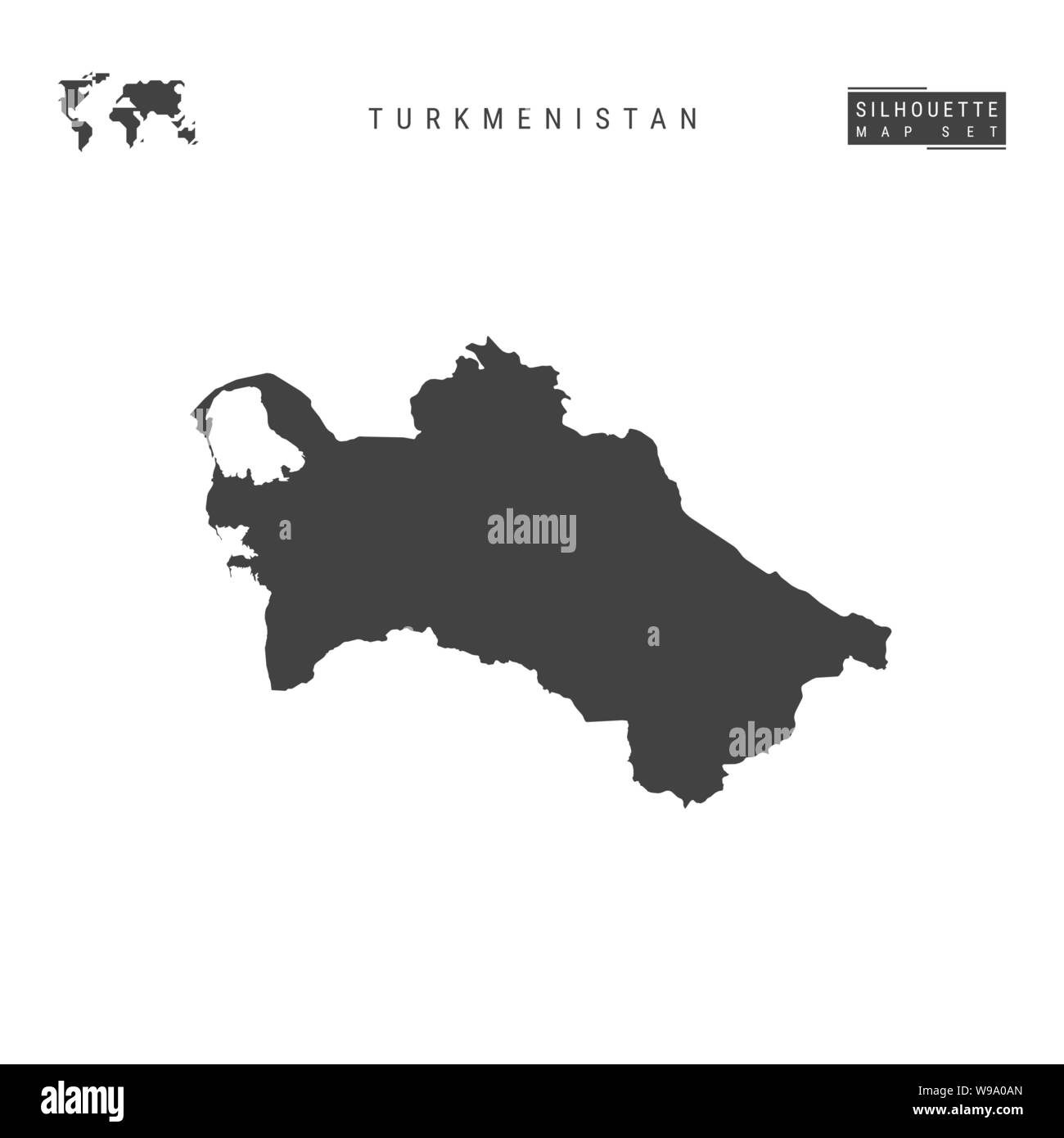 Turkmenistan leeren Vektor Karte isoliert auf weißem Hintergrund. High-Detailed schwarze Silhouette Karte von Turkmenistan. Stock Vektor