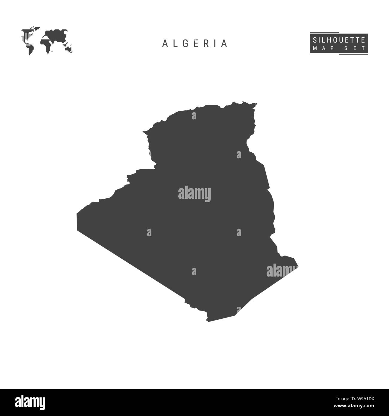 Algerien leeren Vektor Karte isoliert auf weißem Hintergrund. High-Detailed schwarze Silhouette Karte von Algerien. Stock Vektor