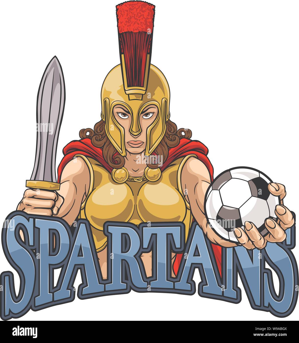 Spartan Trojan Gladiator Fußball Kriegerin Stock Vektor
