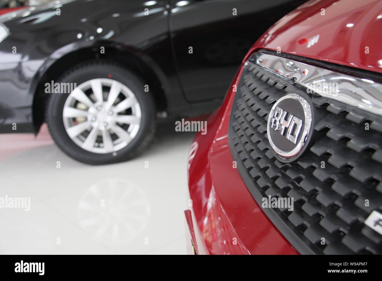 ---- Einen BYD Auto ist für Verkauf an einen BYD Dealership in Nantong gesehen, East China Jiangsu Provinz, am 31. Januar 2010. China Batterie und Elektroauto Stockfoto