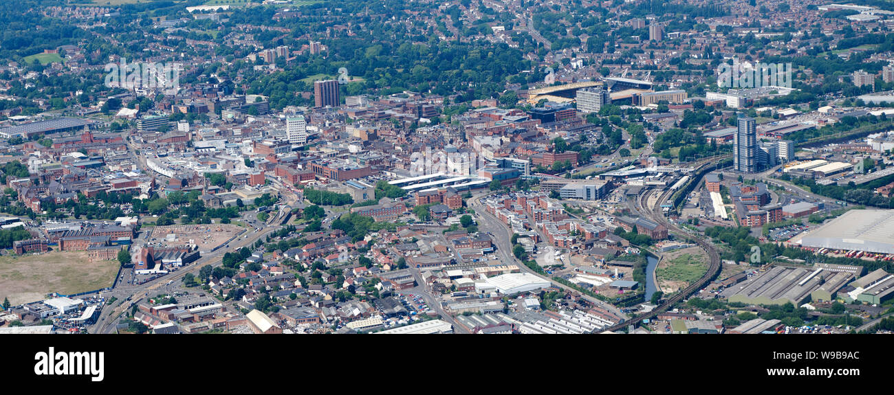 Eine Luftaufnahme von Wolverhampton City Centre, West Midlands, England, Großbritannien Stockfoto