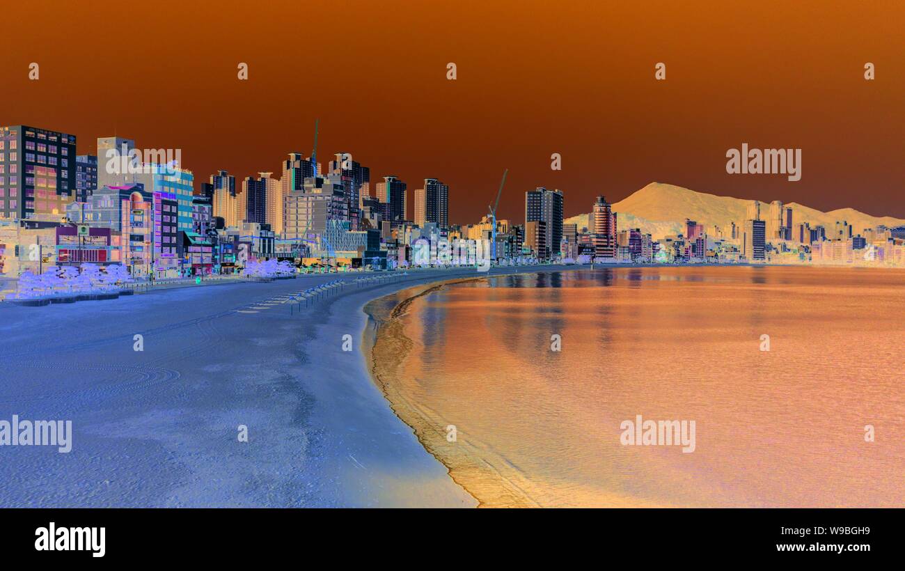 Luftaufnahme von gwangan Brücke in Busan, Südkorea. Stockfoto