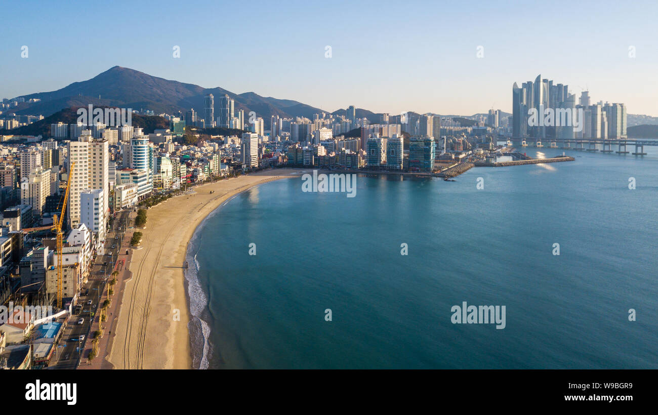 Luftaufnahme von gwangan Brücke in Busan, Südkorea. Stockfoto