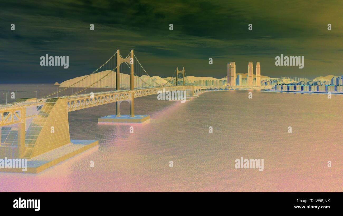 Luftaufnahme von gwangan Brücke in Busan, Südkorea. Stockfoto
