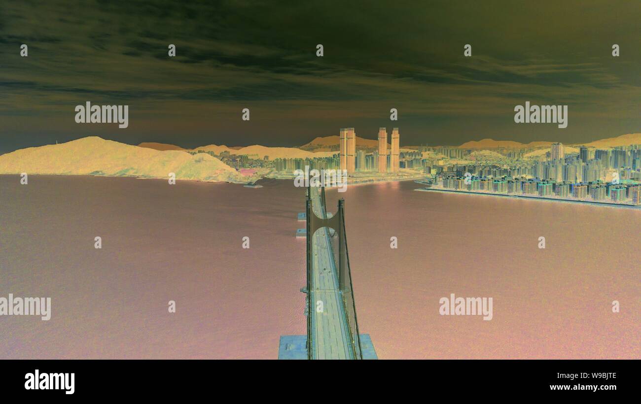 Luftaufnahme von gwangan Brücke in Busan, Südkorea. Stockfoto