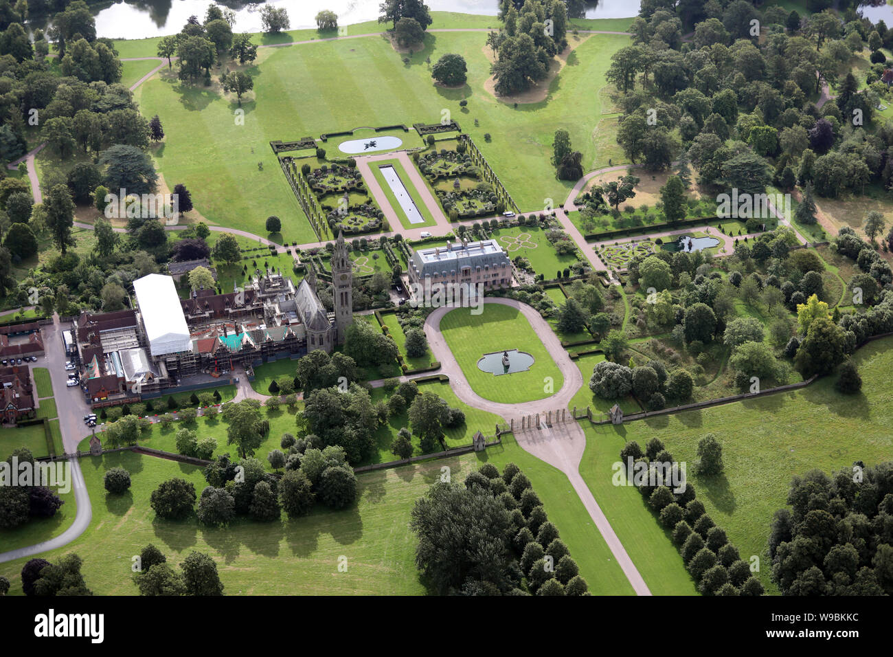 Luftaufnahme von Eaton Hall auf der Duke of Westminster Eaton Estate in