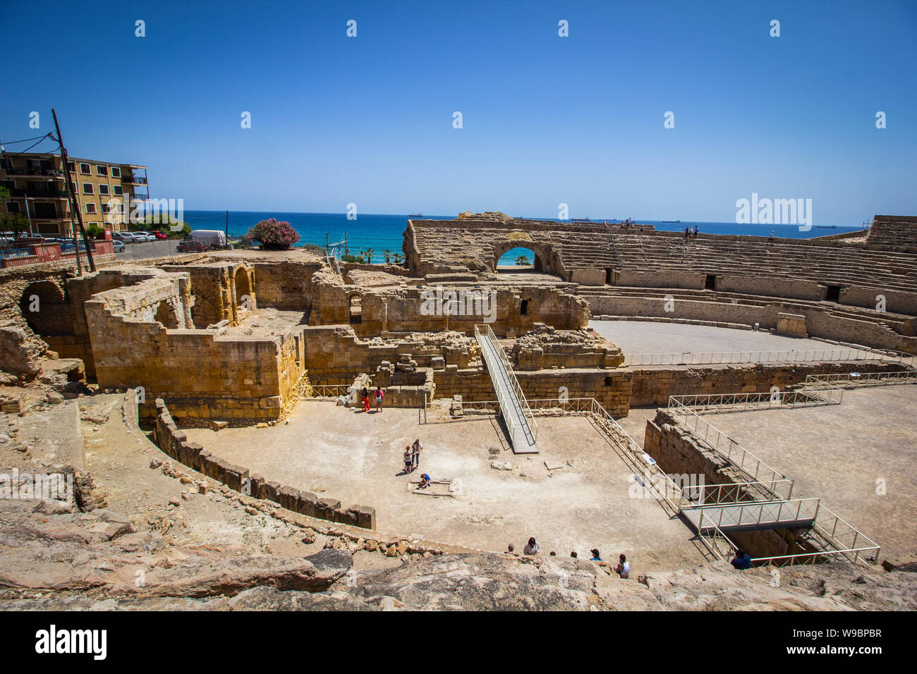 Blick auf das antike römische Amphitheater Stockfoto
