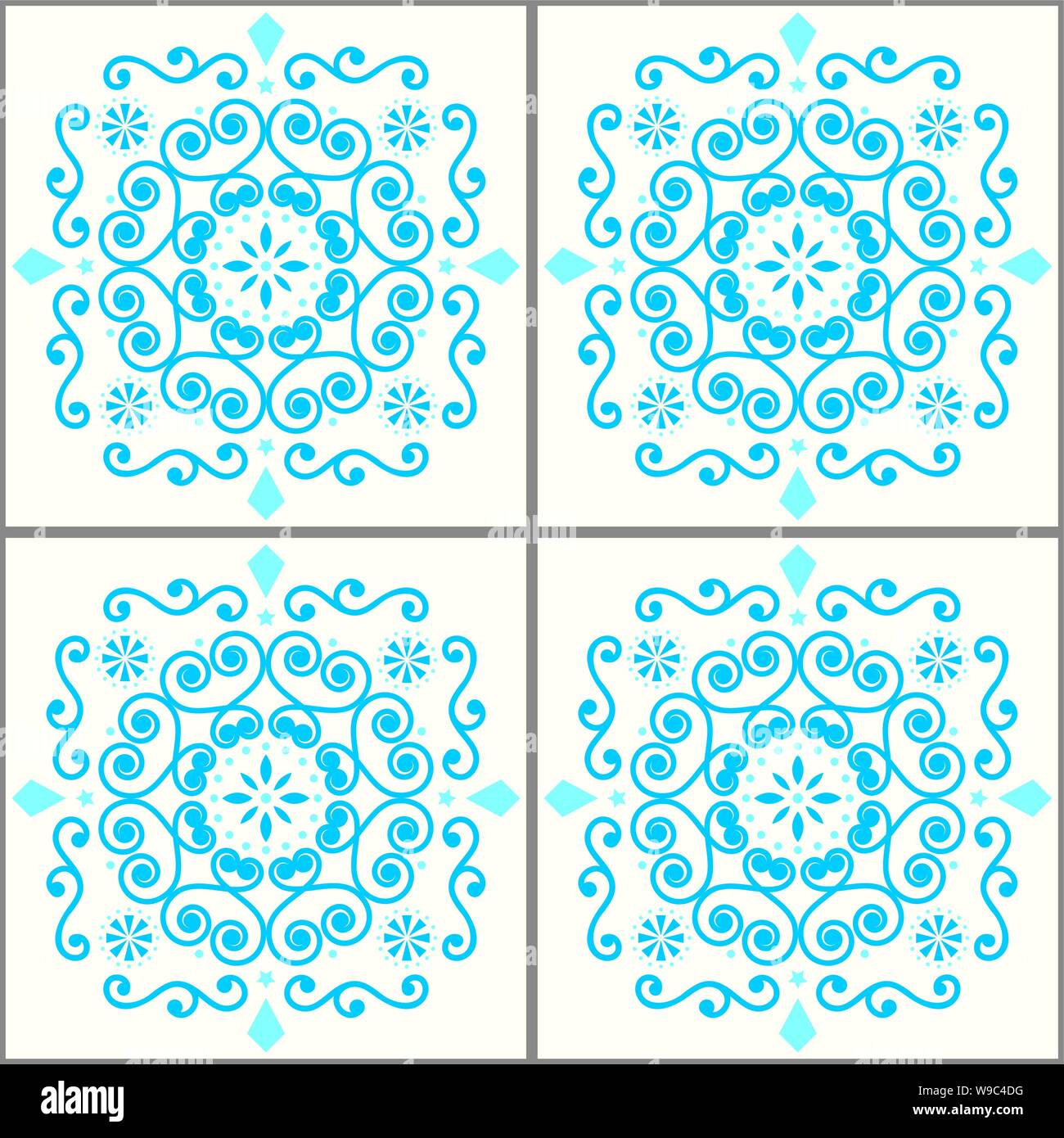 Lissabon fliesen Azujelo, marokkanische Fliesen Vektor nahtlose blauen Design - Portugiesisch retro marine blau Muster, dekorative Fliesen Hintergrund Stock Vektor