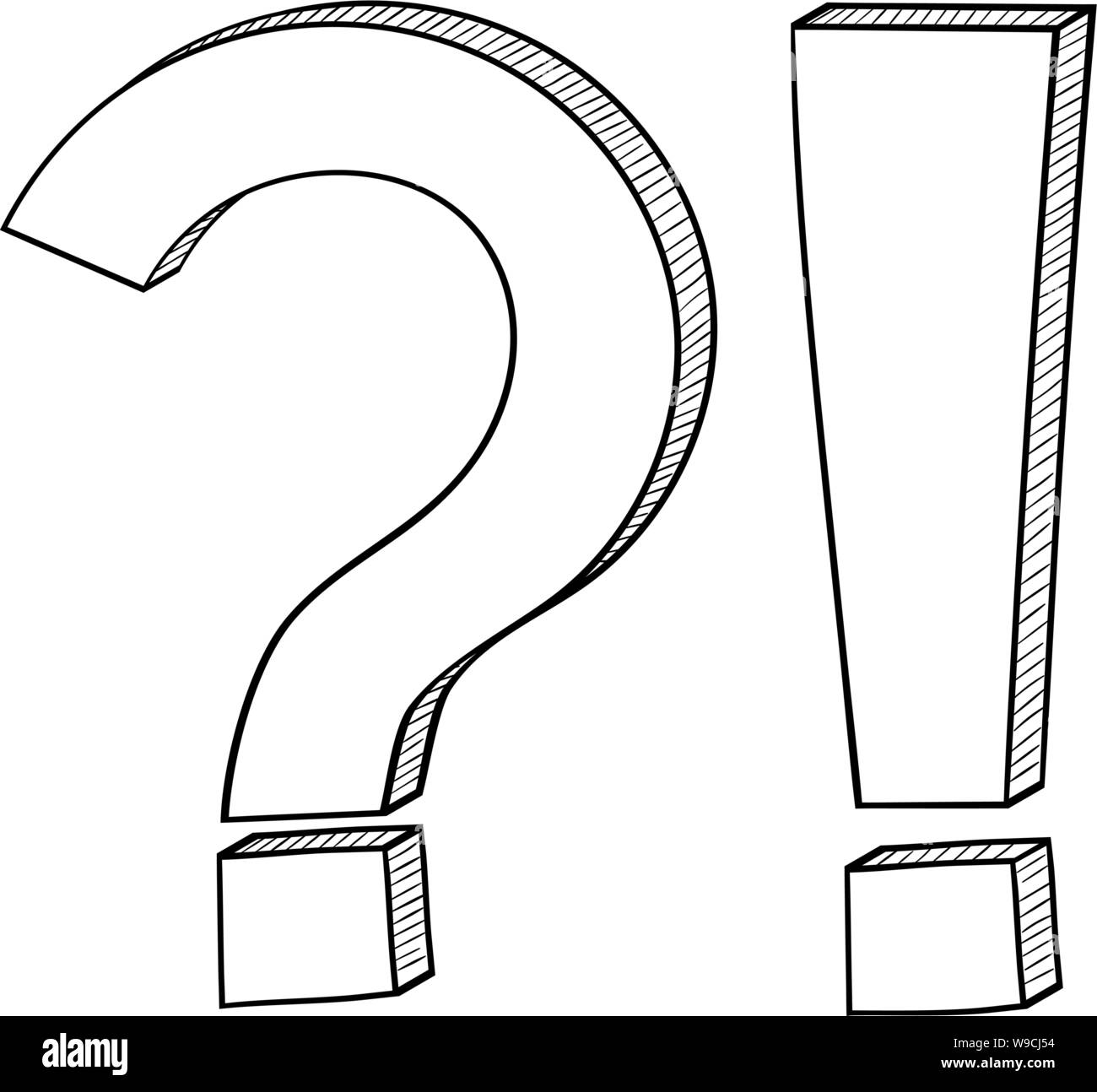 Frage und Exlamation markiert. Übersicht Symbol Stock Vektor